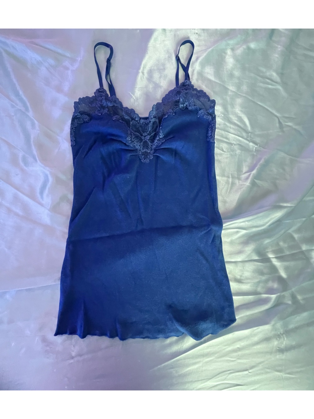 Blue Lace-Trim Chemise Slip